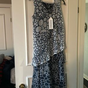 Blue and white reversible top and bottom Chiffon set